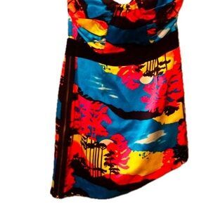 Vibrant Multicolor Women's Swim Dress - Blue, Red & Yellow